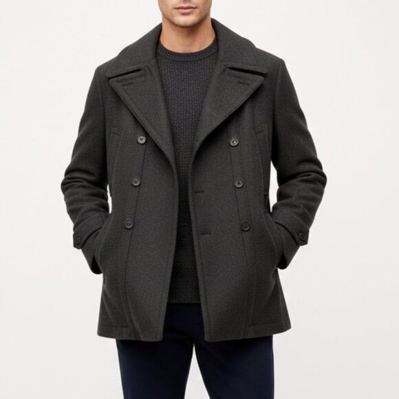 🧥 ZARA MAN LUXURY WOOL Winter Coat - Charcoal Grey - Classic/Stylish - Men XL - Picture 1 of 10